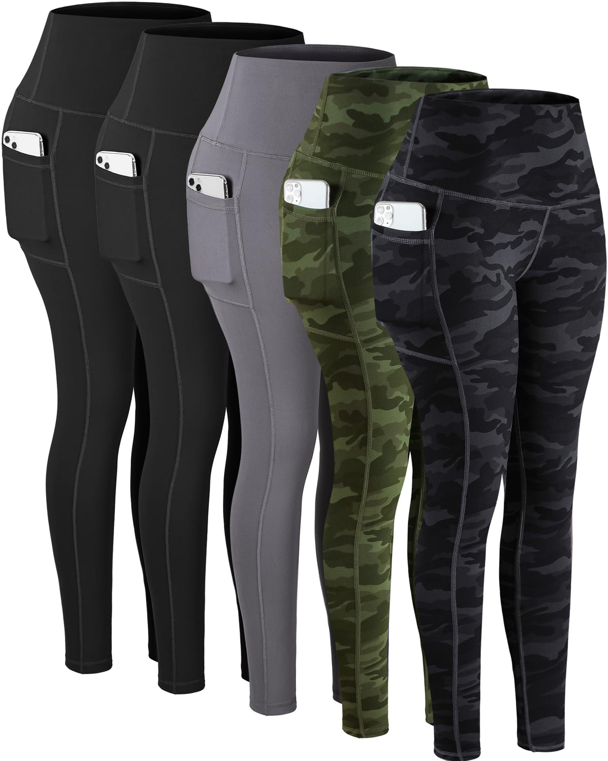 Chrleisure Leggings With Pockets For Women High-Waisted Tummy Control