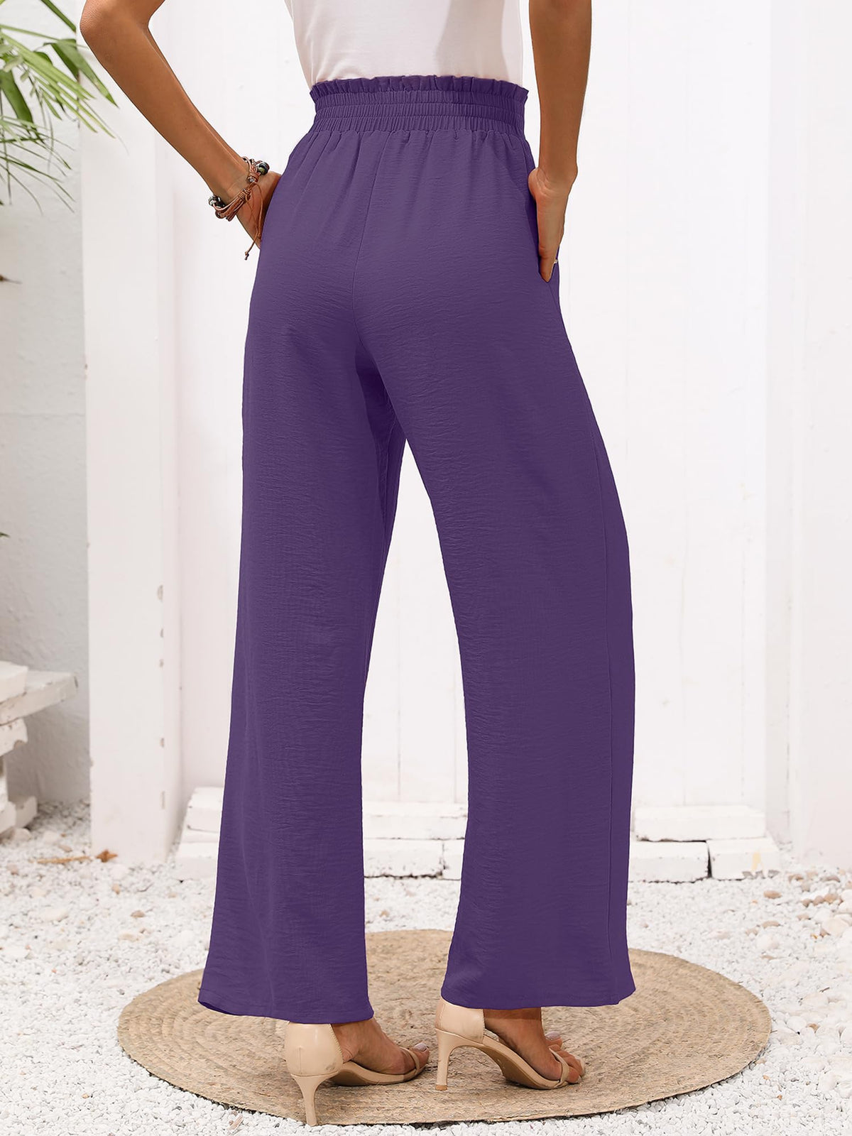 Heymoments Women's Wide-Leg Lounge Pants With Pockets Dark - Size Large