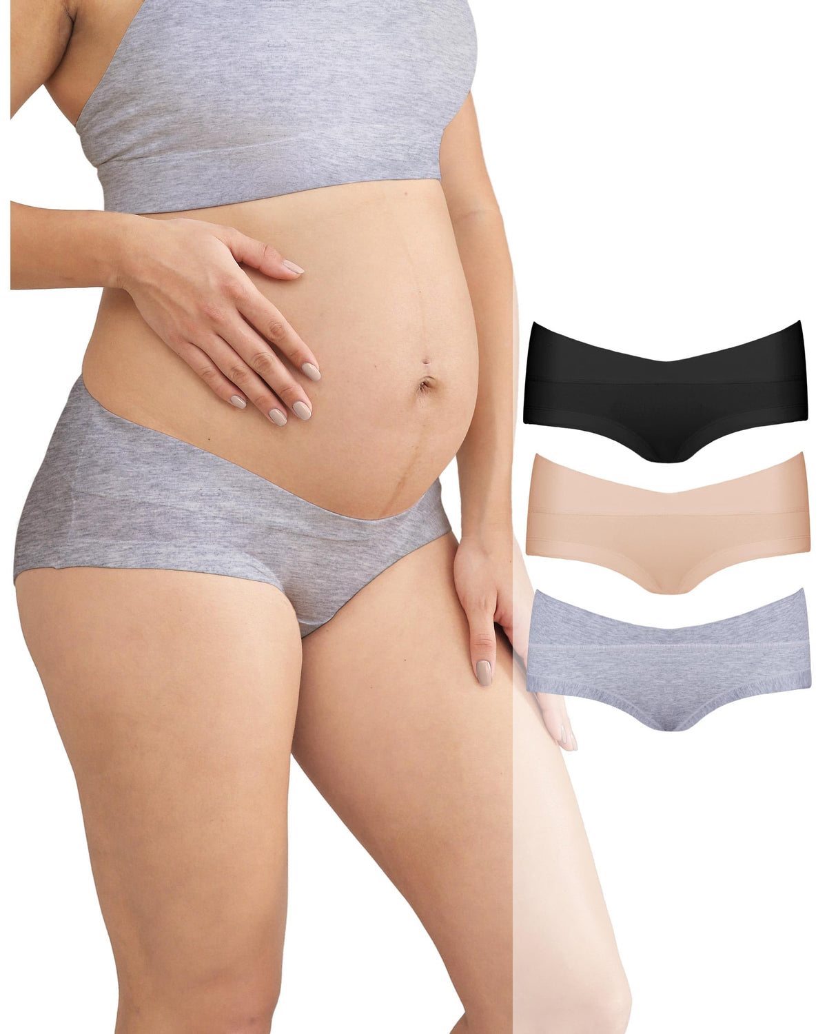 Intimate Portal Maternity Under The Bump Pregnancy Postpartum Women's Cotton 3-pk Waves L Panties