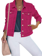 Luvamia Womens Denim Jacket Pink For Women Fall Clothes - Raspberry Rose