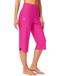 G Gradual Women's 18'' Swim Capri Pants with Pockets(Rosy,XL)