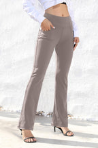 Vooveeya Women's Bootcut Leggings Bootleg Yoga Pants Flare - Taupe
