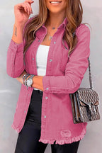 Dokotoo Womens Long Sleeve Button Down Oversized Jean Jacket Hot Pink 2xl - A1 Rose