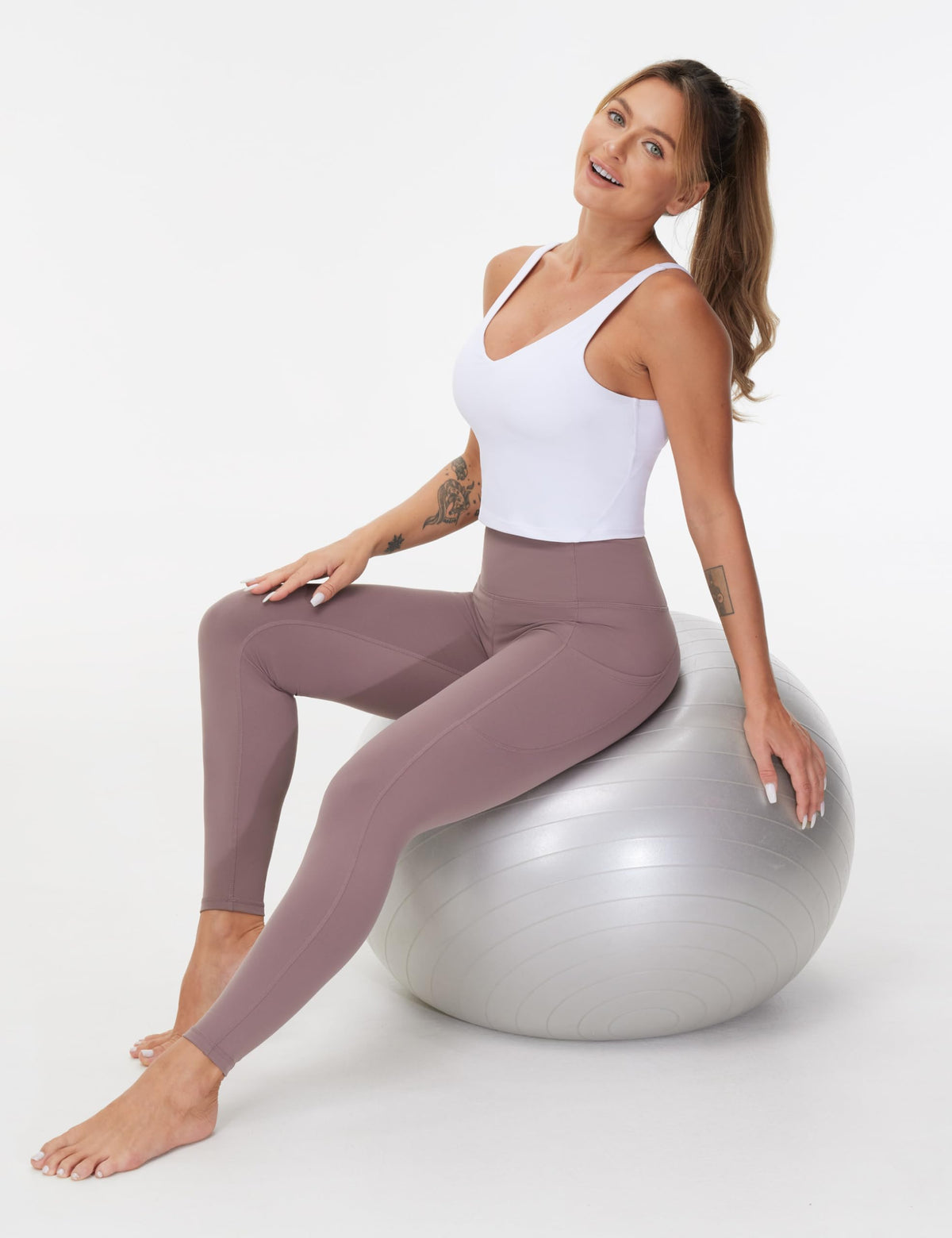 The Gym People Women's Thick High-Waist Yoga Pants - Brown Purple