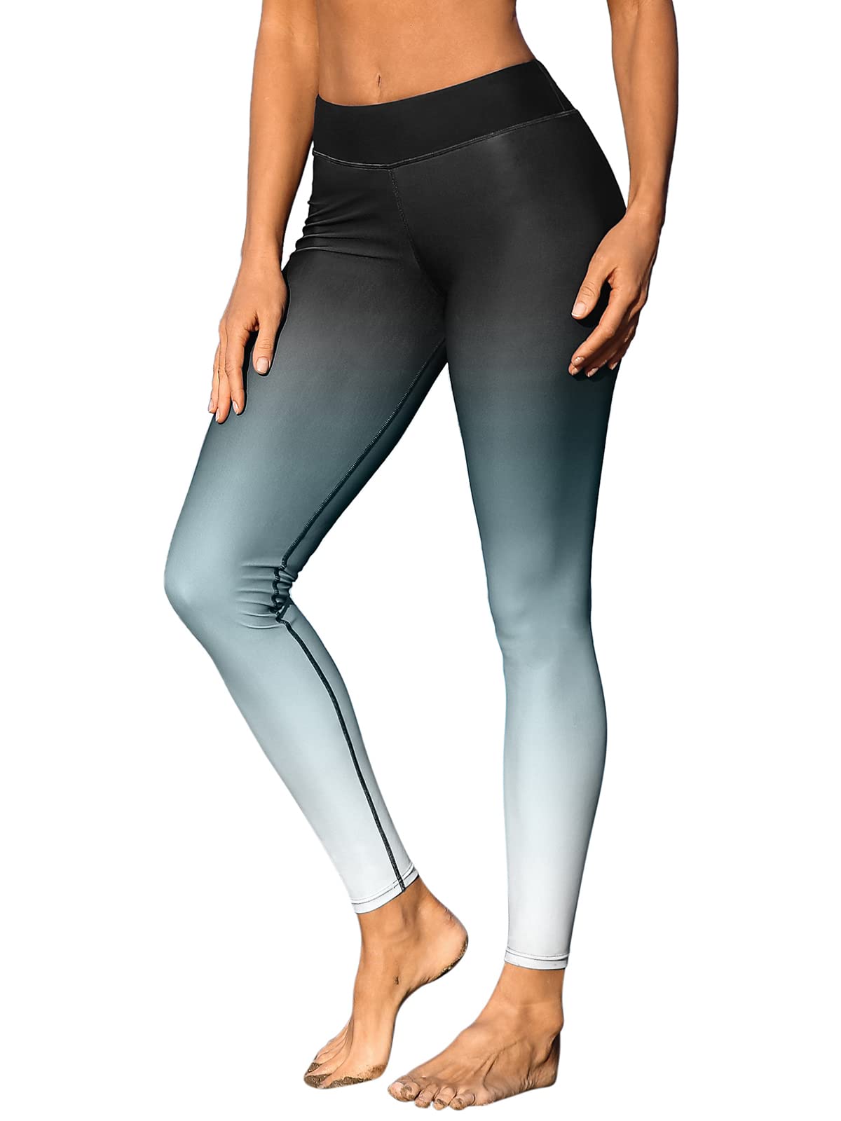 ATTRACO Rash Guard Pants Women Long Water Pants Swimming UPF 50 Surf Leggings Black Gradient L