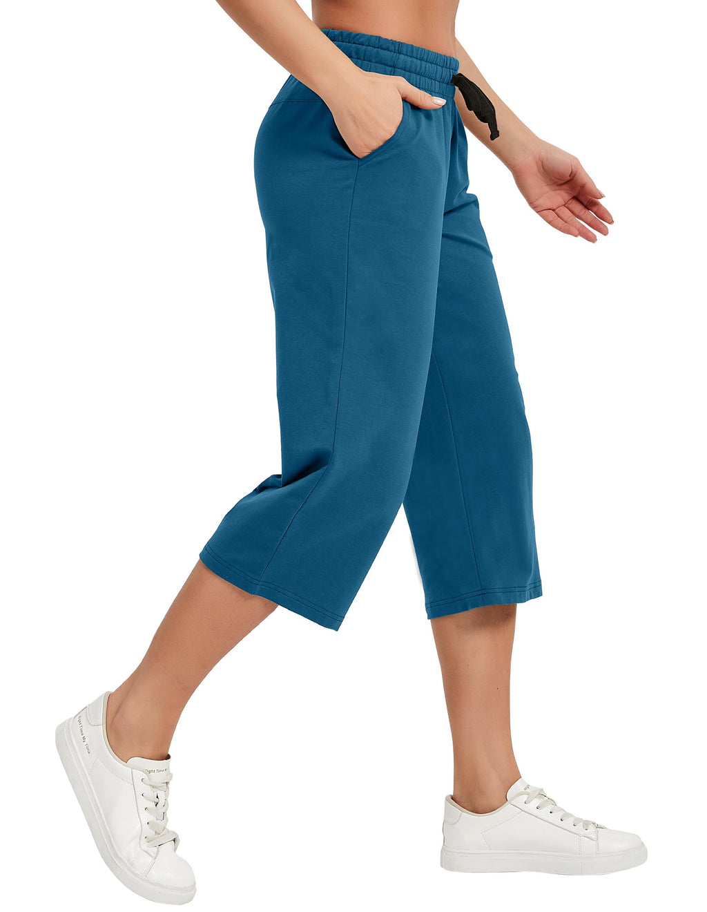 Specialmagic Women's Capri Pants Cotton Sweatpants Ocean Blue Xl