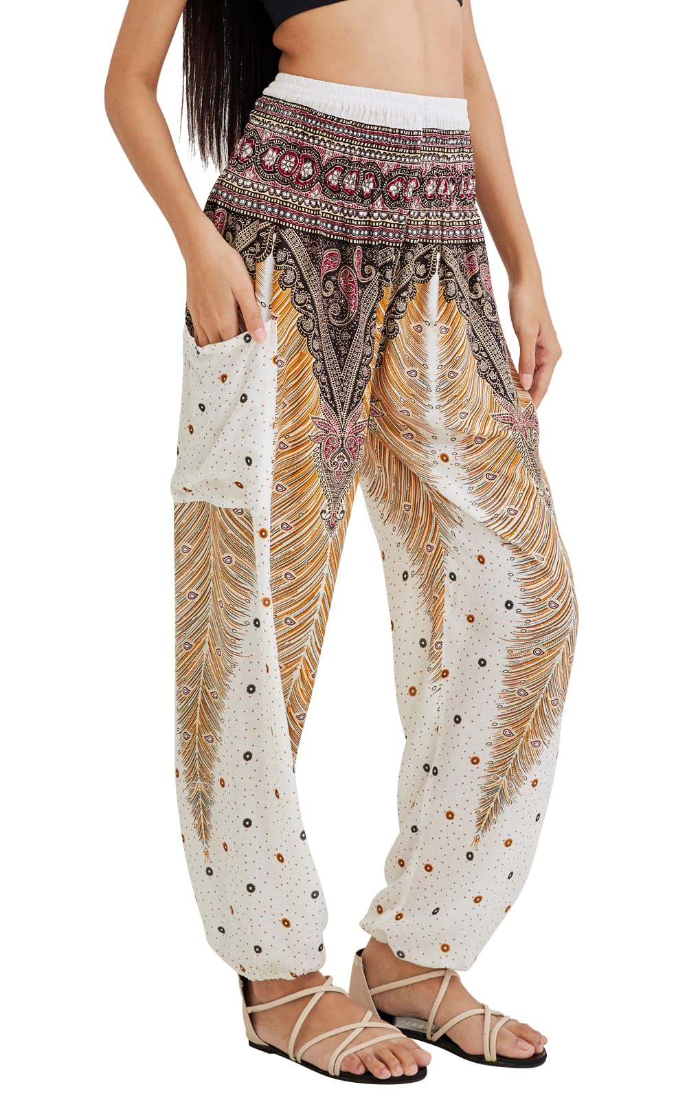 Joob Boho Pants For Women Hippie Harem Women's Yoga – Comfy - White