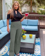 Promover Wide-Leg Pants For Women With Pockets Grey Sage Xxl Tall