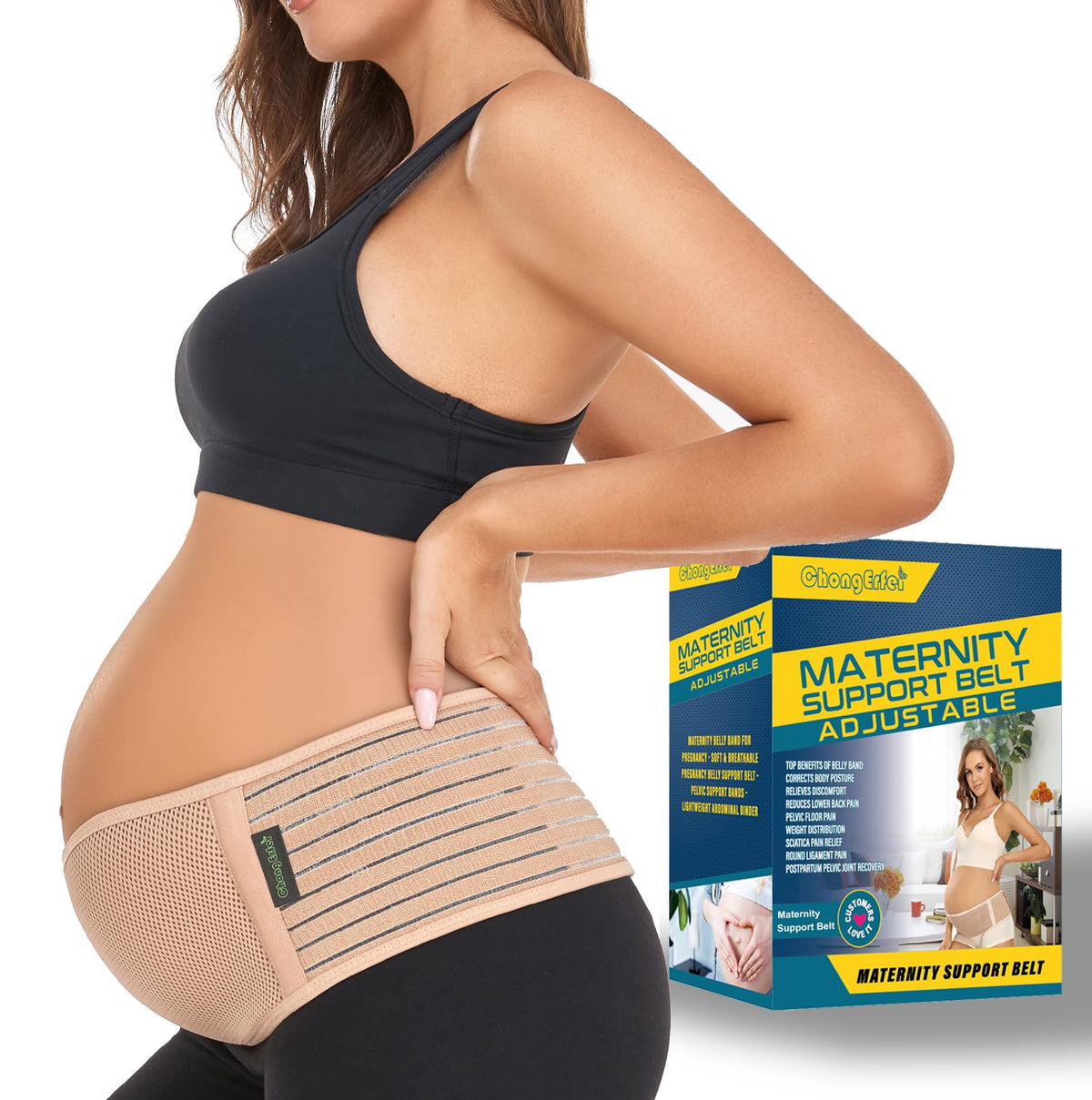 Women's Chongerfei Pregnancy Belly Band Maternity Belt Back Support Beige Intimates