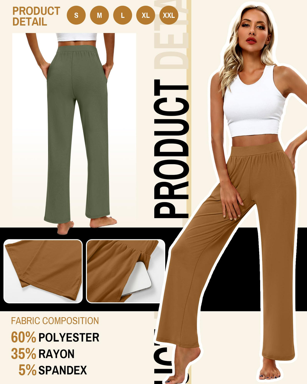 Huukeay 3 Pack Women's Lounge Pants Cozy Sweatpants Large Gray Green