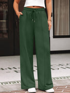 Automet Women's Wide-Leg Sweatpants Baggy Lounge Sweat - Xmas Green