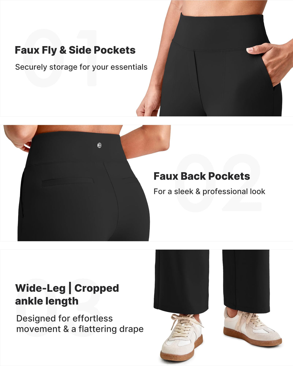 G4free Wide-Leg Yoga Pants Women Ankle Length With Pockets - Size X-Small