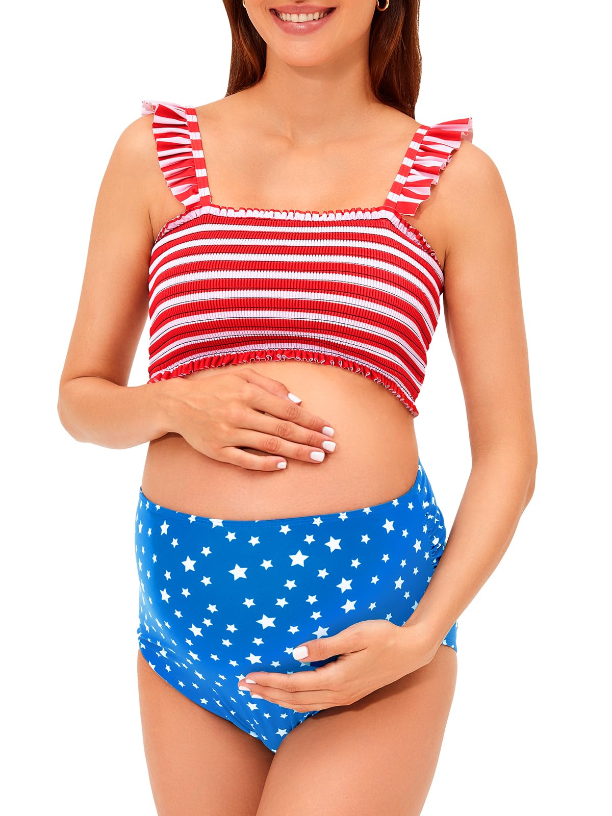 Women's Summer Mae Maternity High-Waist Bikini Swimsuit - Size Large