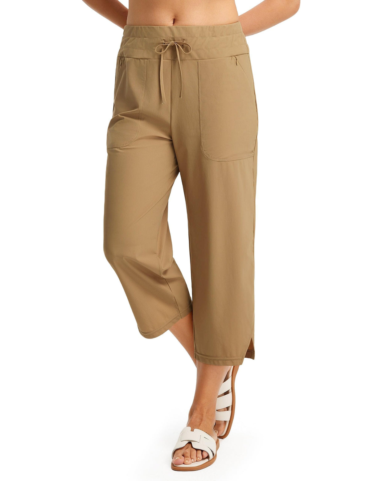 Fitst4 Sports Women's Swim Capris 21" UPF 50+ Beach Pants Tan M