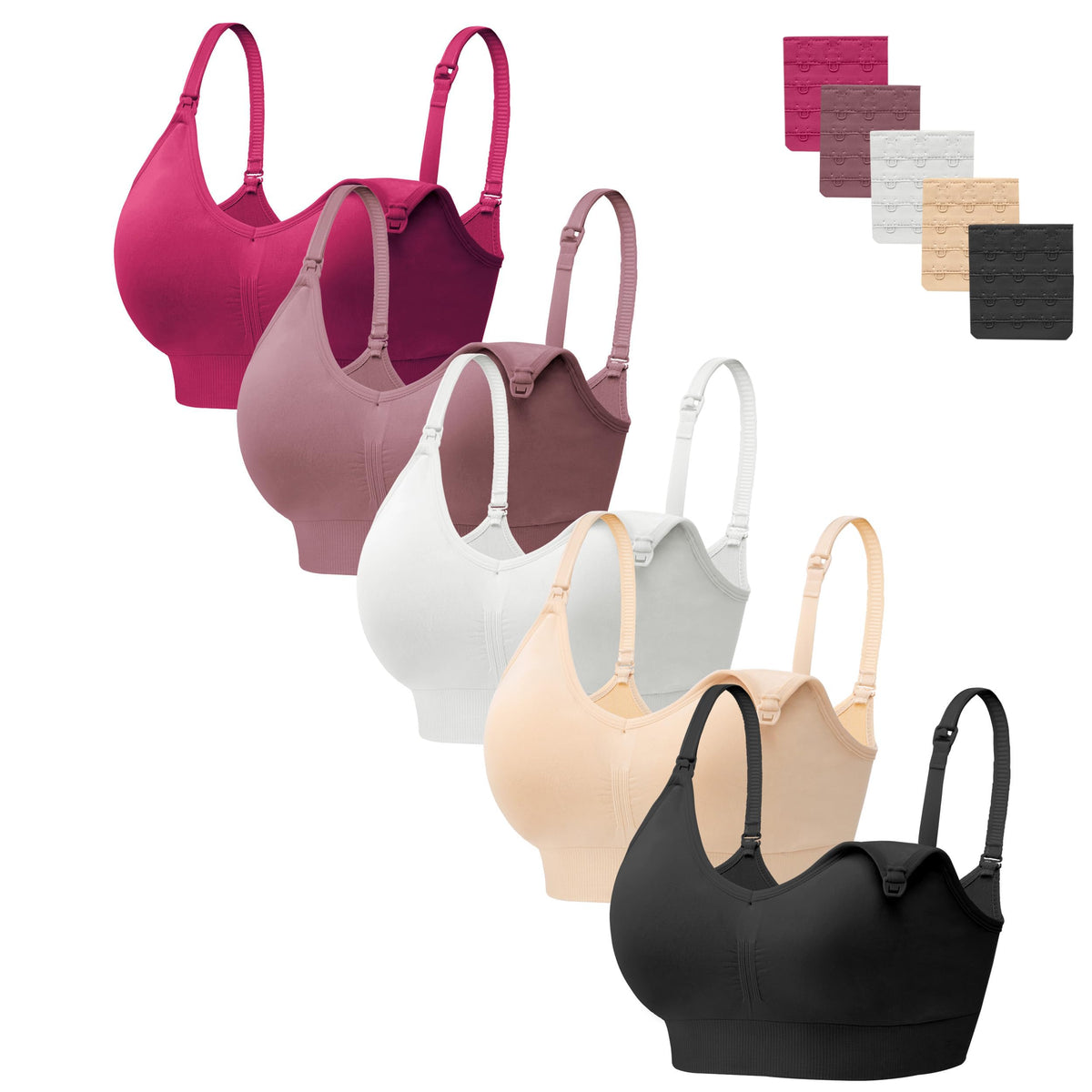 Hbselect Women's 5 Pack for Breastfeeding Nursing Bra