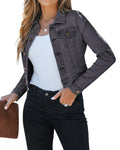 Luvamia Cropped Jean Jackets For Women Fashion Short Denim Shacket Jacket Lightweight Fitted Stretchy With Pockets Country Concert Wear