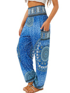 Qianxizhan Women's Harem Pants High-Waist Yoga Boho - Circle Blue