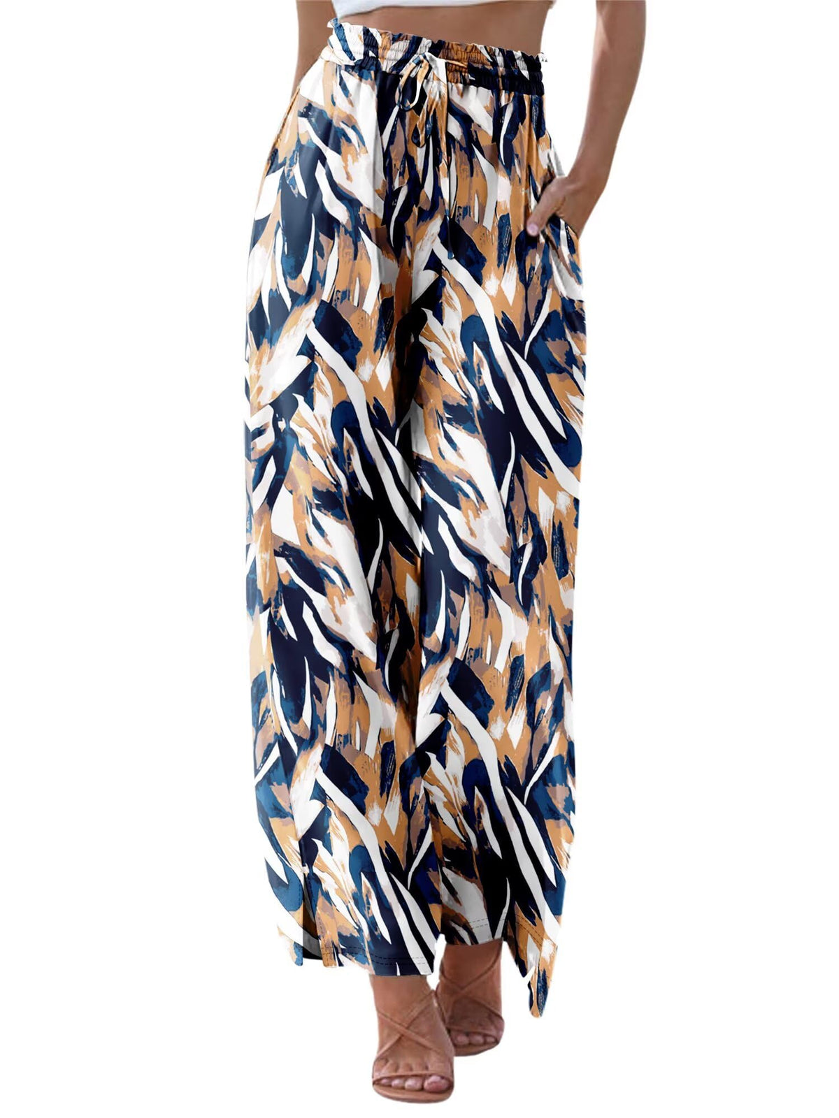 Kissmoda Women's Palazzo Lounge Pants High-Waist Wide-Leg Yoga Trendy