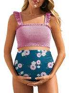 Women's Summer Mae Maternity Swimsuit Ruffled Two-Piece - Style 13