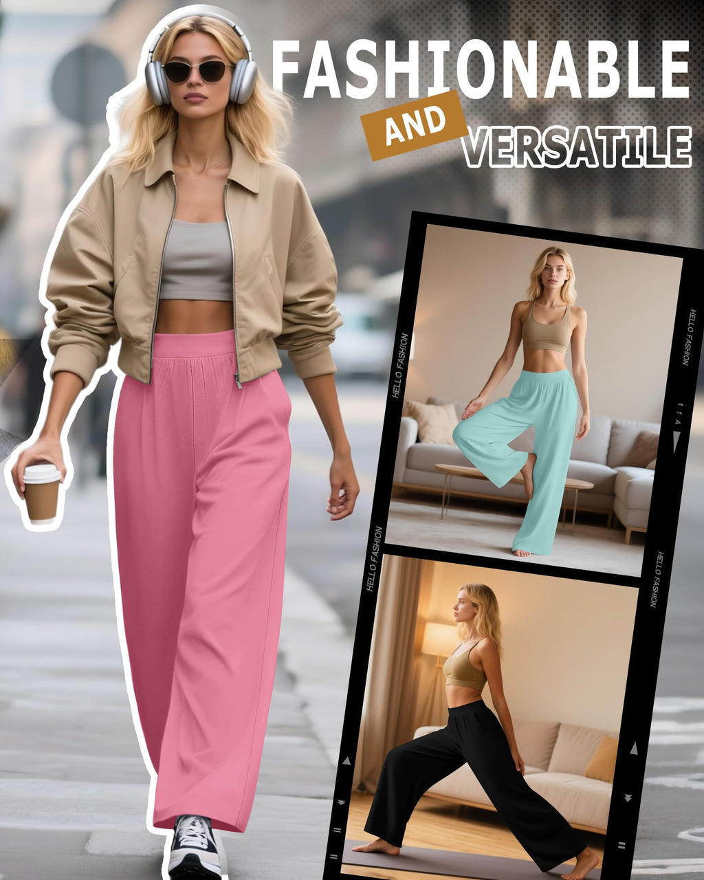 Huukeay 3 Pack Women's Lounge Pants Cozy Sweatpants Medium Black Rose