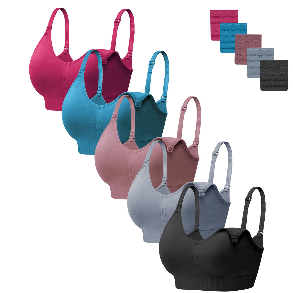 Hbselect Women's 5 Pack for Breastfeeding Nursing Bra
