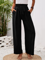 Heymoments Women's Wide-Leg Lounge Pants With Pockets B Stripe Medium