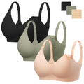 Women's Angelhood 3 Pack for Breastfeeding Seamless Pregnancy Wireless Sleep Bralette Jelly Strip Support Postpartum with Extenders, Xxl Size Nursing