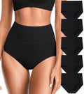 Olikeme Black Tummy Control Women's's High Waisted Cotton Postpartum Essentials Soft Full Coverage for Women's, 5-pack Size M Panties