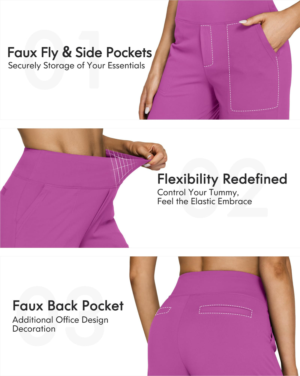 G4free Wide-Leg Yoga Pants For Women High-Waist Raspberry Purple Xl