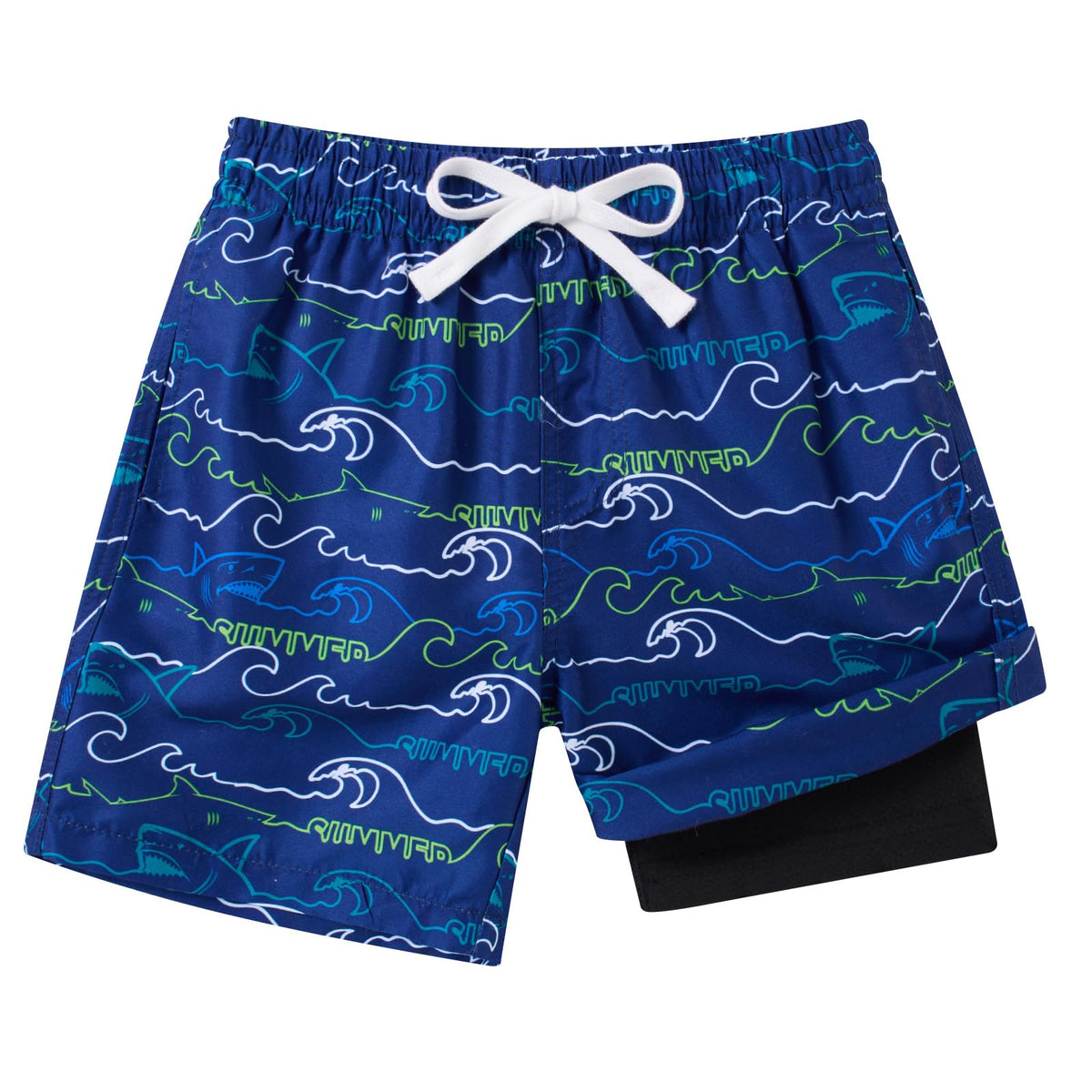 Boys Swim Trunks Size 8 9 Swim Shorts Blue Bathing Suits Compression Liner