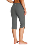 Emlovm Women's Modest Swimsuits Tankinis Capris Pants Long Swim Shorts Knee Length Beach Swimwear Tankini Bottoms with Pockets UPF50+ Summer Gray 3X-Large