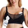 Women's Momcozy Mesh Support Pumping Hands Free Suitable for 36c-44g, Comfortable Plus Size and in One Black Nursing Bra