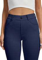 Vimpep Yoga Pants Women Straight-Leg With Pockets - Navy Blue