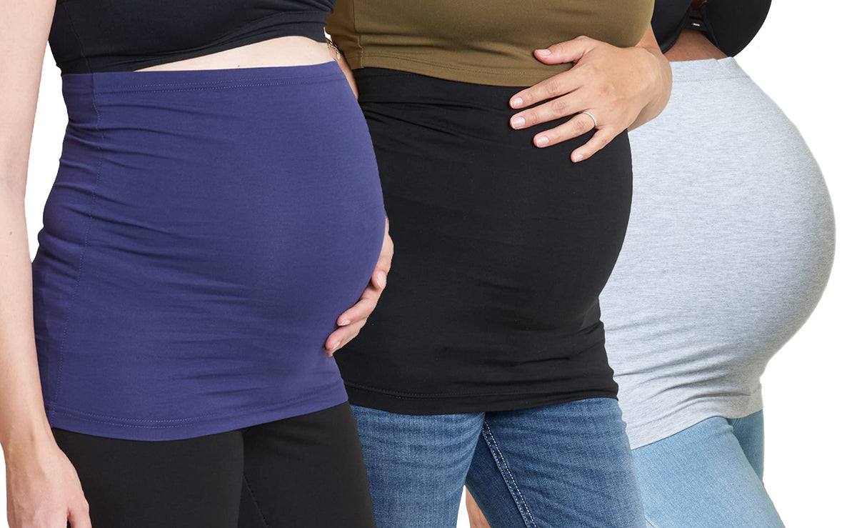 Women's Maddie Moo Belly Bands Available in 8 Sizes and 7 Colors. Maternity & Postpartum Shirt Extender 3 Packs for All Stages of Pregnancy Intimates