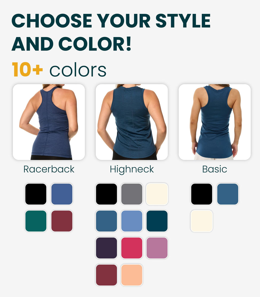 100% Merino Wool Tank Top Women - Active Sleeveless Undershirt Base Layer (Small, H: Burgundy)