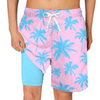 Cozople Bathing Suits for Teens Funny Hawaii Stylish Swim Trunks Swimwear Boxer Brief Liner Beach Board Shorts Black White Palm Soft Elastic Waist Surf Swimsuit for Casual Sports Running Size 18-20