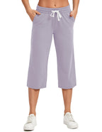 Specialmagic Women's Capri Pants Cotton Sweatpants Lilac S