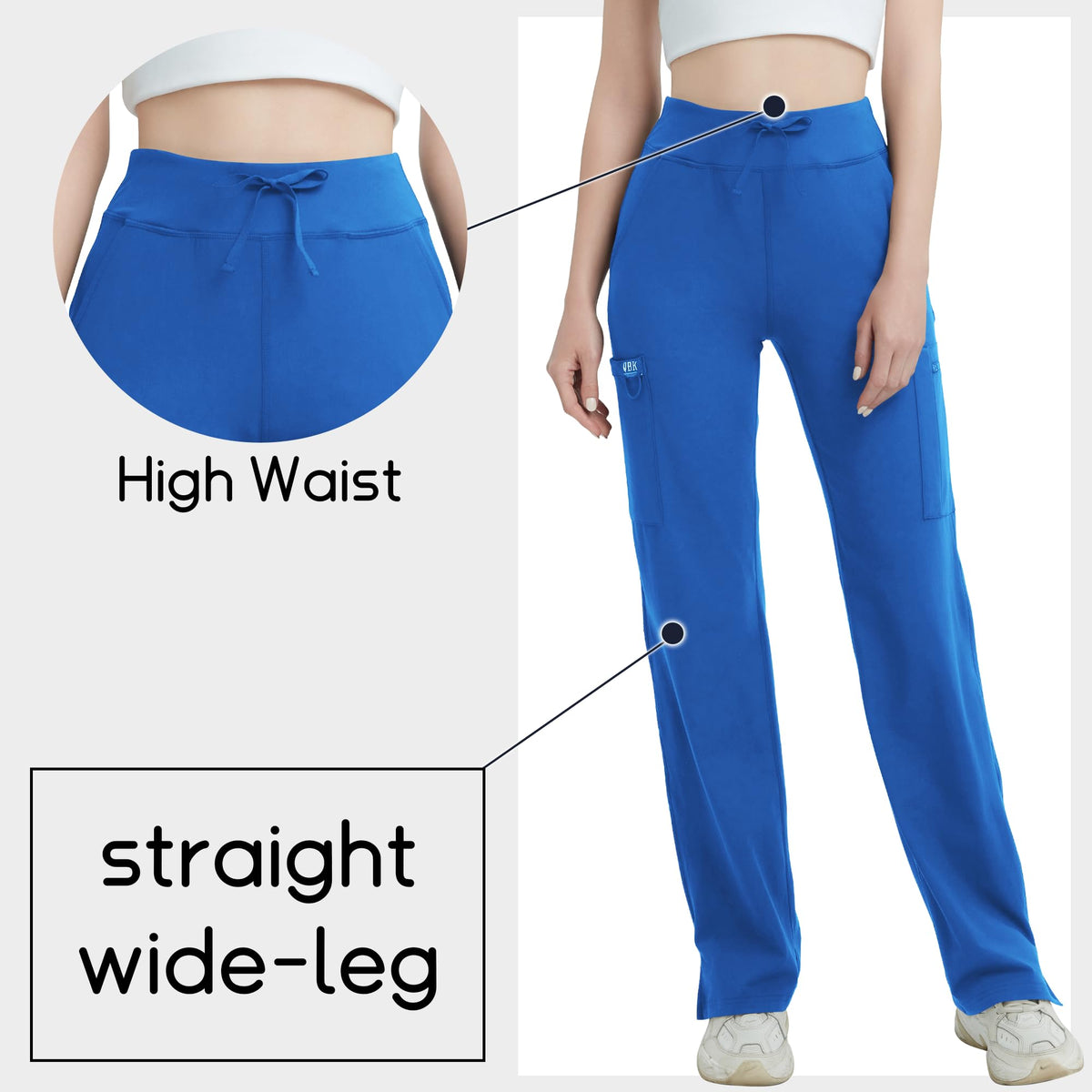 Qbk High-Rise Yoga Scrub Pants Women Straight Wide-Leg - Style 36