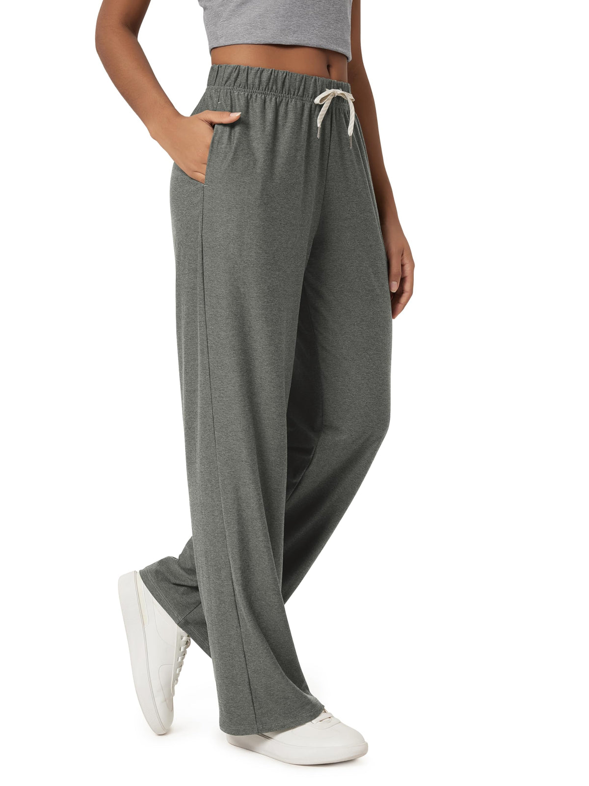 Ododos Women's Straight-Leg Pants Ultra Soft Odstratum - Smoke Heather