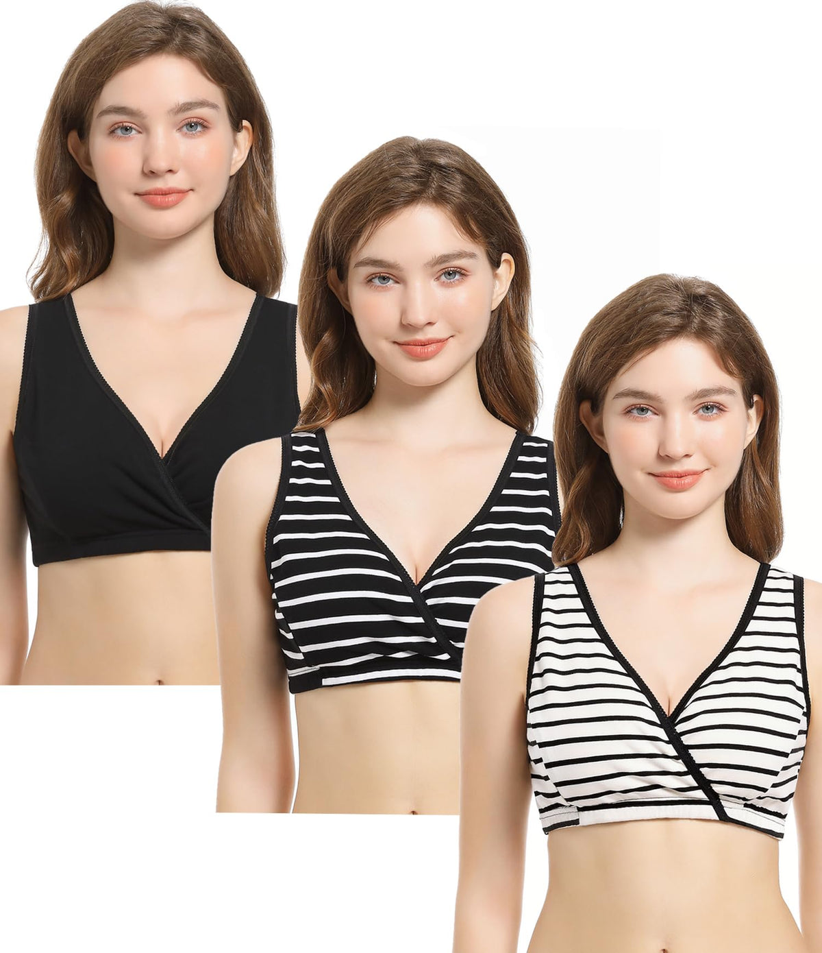 Women's Cakye 3 Pack Maternity Nursing Sleep Breastfeeding Cotton Bralette