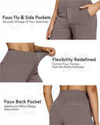 G4free Wide-Leg Yoga Pants For Women With Pockets High-Waist Taupe Xl