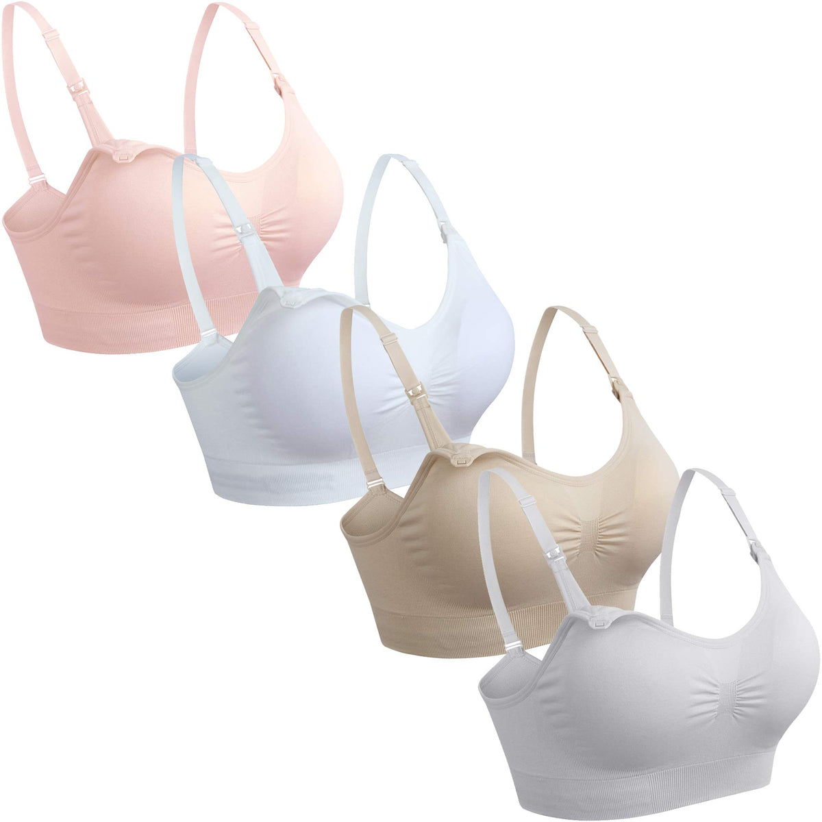 Women's Gxxge 4pack for Breastfeeding Comfort Seamless Pregnancy Sleep Bralette Beige Grey Pink White X-large Nursing Bra