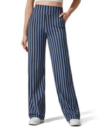 G4free Wide-Leg Pants For Women With Pockets Stretch Navy Stripe S