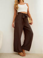 Iwollence Women's Wide-Leg Pants With Pockets - 57 Chocolate