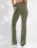 Vooveeya Women's Bootcut Leggings Bootleg Yoga Pants - Army Green