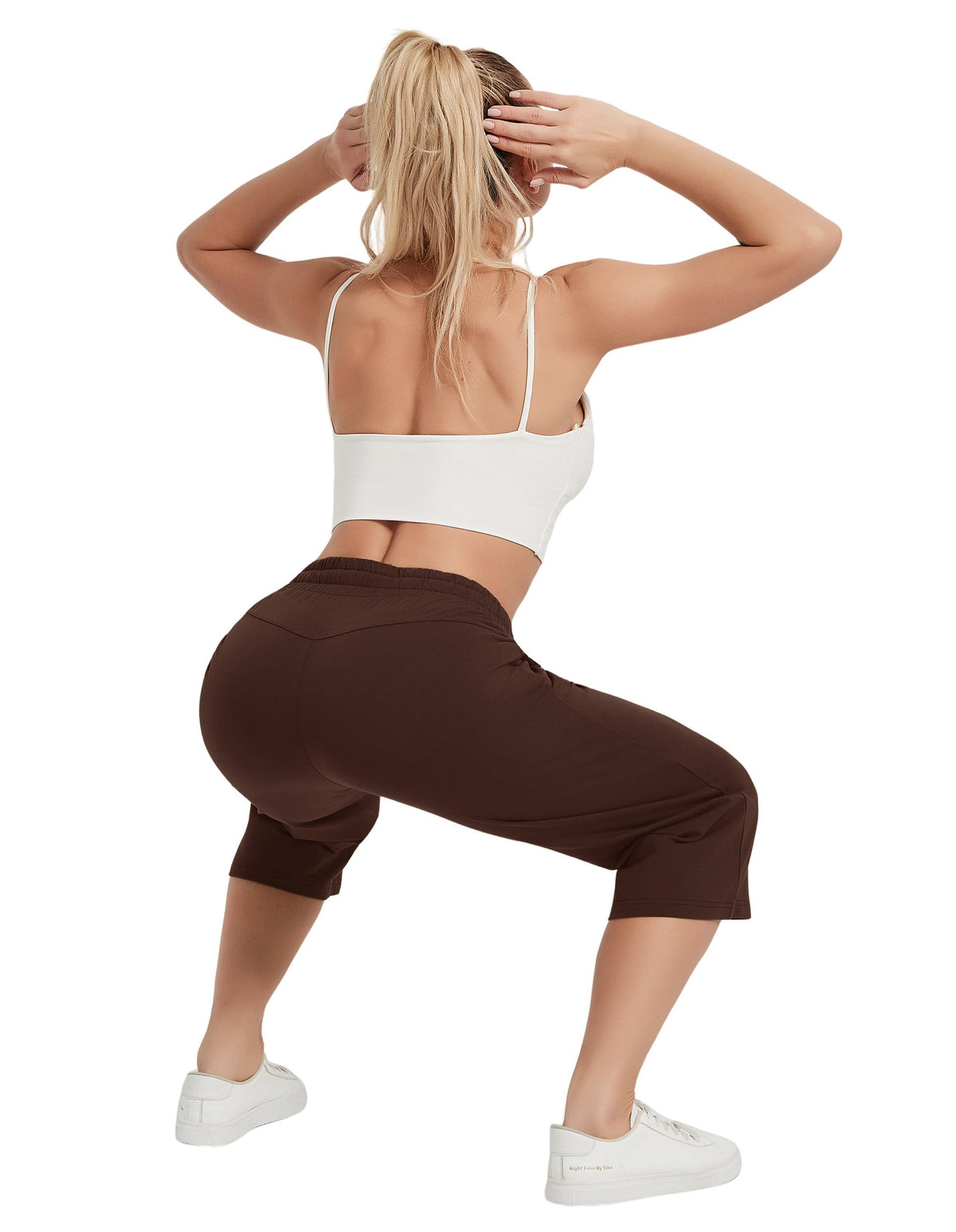 Specialmagic Women's Capri Pants Cotton Sweatpants Mocha Brown L