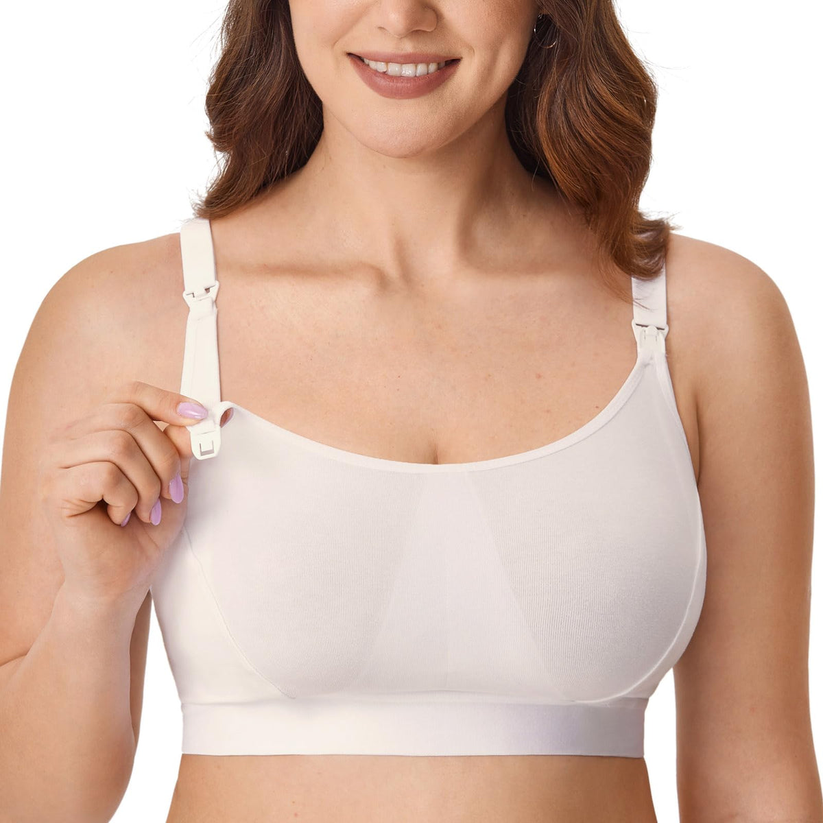 Women's Gratlin Cotton for Breastfeeding Ivory Large Nursing Bra