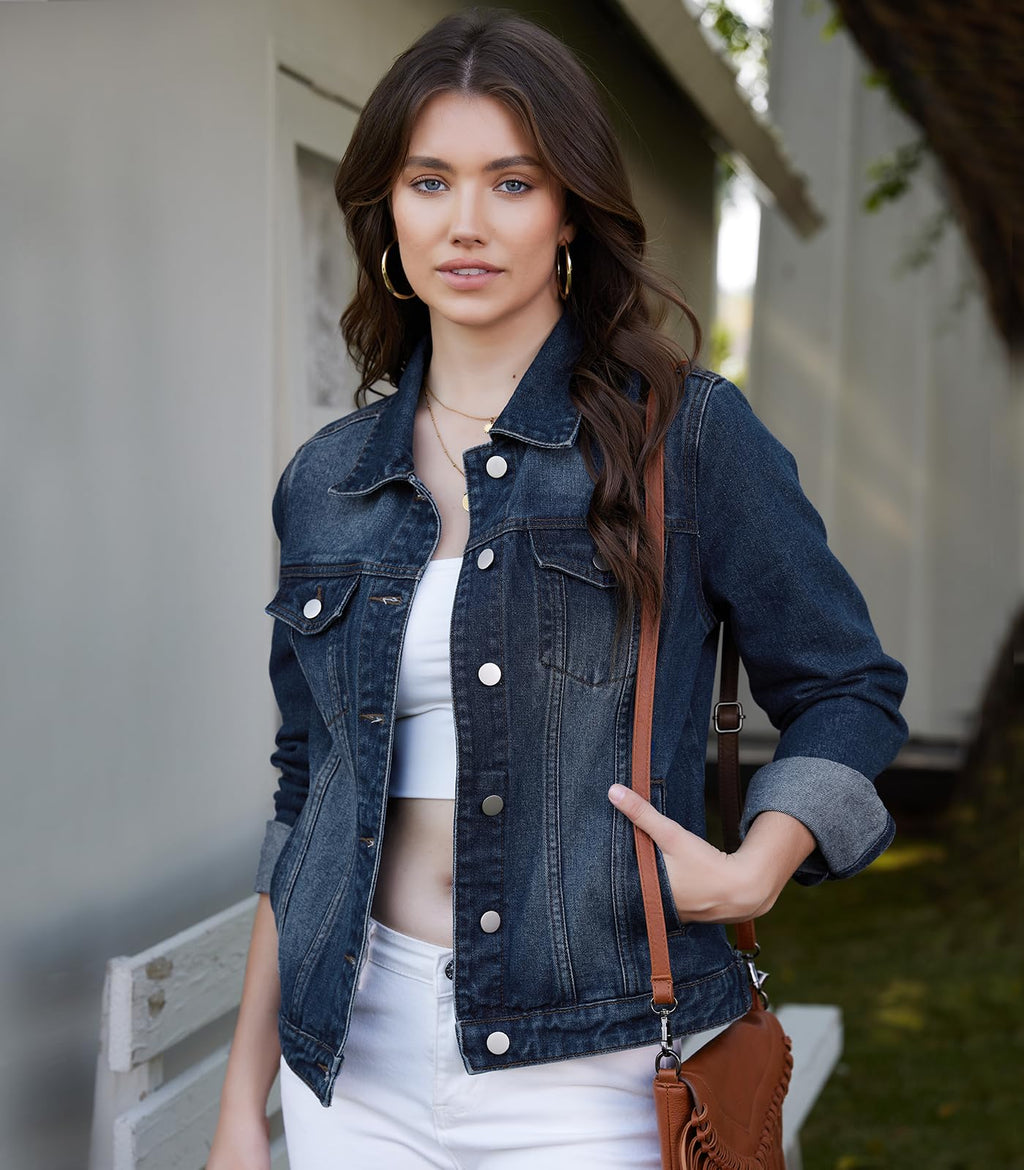 Miss Moly Women's Denim Jacket Classic Button Up Jean Blue 3 M