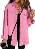 Dokotoo Jean Jacket Women Button Down Denim With Pockets Pink 2xl - B2