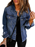 Evaless Womens 2026 Trendy Button Down Wash Distressed Ripped Denim Jean Jacket Spring Fall Long Sleeve Country Concert Outfits Coat
